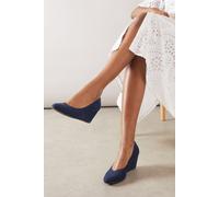 Wallis Women's Wide Fit Daisy Almond Toe Mid Wedge Court Shoes in Navy | Size: 6 Wallis Navy 6