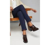 Wallis Women's Wide Fit Dante Lace Up High Block Heeled Loafers in Brown | Size: 8 Wallis Brown 8