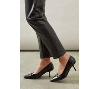 Wallis Women's Wide Fit Esme Snaffle Detail Mid Heel Court Shoes in Black | Size: 3 Wallis Black 3