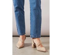 Wallis Women's Wide Fit Eve Asymmetric Strap Block Heel Pointed Court Shoes in Beige | Size: 3 Wallis Beige 3