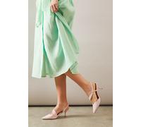 Wallis Women's Wide Fit Evelyn Asymmetric Slingback Kitten Heel Court Shoes in Blush | Size: 3 Wallis Blush 3