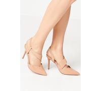 Wallis Women's Wide Fit Evie Asymmetric Strap Detail Pointed Court Shoes in Beige | Size: 3 Wallis Beige 3