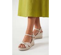 Wallis Women's Wide Fit Jada Soft Knot Espadrille High Wedge Sandals in Beige | Size: 7 Wallis Beige 7