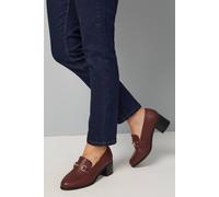 Wallis Women's Wide Fit Lydia Faux Leather Snaffle Trim Apron Front Medium Heeled Loafers in Berry | Size: 6 Wallis Berry 6