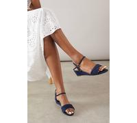 Wallis Women's Wide Fit Ranae Soft Twist Low Wedge Sandals in Navy | Size: 7 Wallis Navy 7