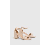 Wallis Women's Wide Fit Sophia Faux Leather Soft Twist Low Block Heel Sandals in Beige | Size: 5 Wallis Beige 5