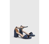 Wallis Wide Fit Sophia Satin Soft Twist Medium Block Heel Sandals, 3, Navy