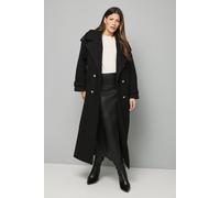 Wallis Women's Wide Lapel Trench Coat in Black | Size: 16 Wallis Black 16