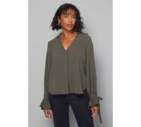 Wallis Women's Woven Tie Cuff V Neck Shirt in Khaki | Size: 16 Wallis Khaki 16