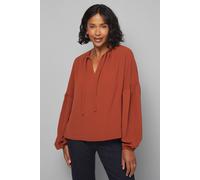 Wallis Women's Woven Tie Front Balloon Sleeve Blouse in Rust | Size: 14 Wallis Rust 14