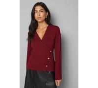 Wallis Women's Wrap Front Jumper in Dark Red | Size: Small Wallis Dark Red S