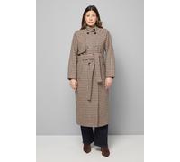 Wallis Women's Wrap Funnel Neck Check Coat in Neutral | Size: 10 Wallis Neutral 10