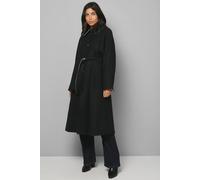 Wallis Wool Blend Belted Longline Coat In Black black