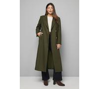 Wallis Wool Blend Pocket Detail Maxi Coat In Khaki khaki