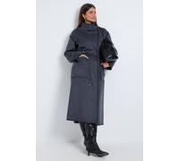 Wallis Women's Wool Blend Unlined Bound Edge Funnel Neck Coat in Charcoal Grey | Size: 18 Wallis Charcoal Grey 18