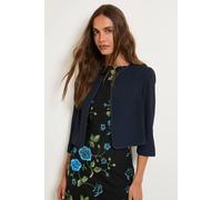 Wallis Woven Collarless Jacket In Navy navy