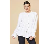 Wallis Woven Drawstring Button Shirt In White white 12