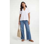 Wallis Woven Roll Sleeve Overhead Shirt In Ivory ivory