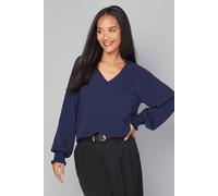 Wallis Woven Shirred Cuff Overhead Shirt In Navy navy