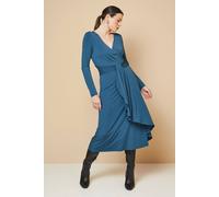 Wallis Women's Wrap Front Jersey Column Dress in Teal | Size: 12 Wallis Teal 12