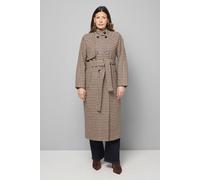 Wallis Wrap Funnel Neck Check Coat In Neutral neutral 14