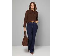 Wallis Wrap Neck Detail Jumper In Brown brown