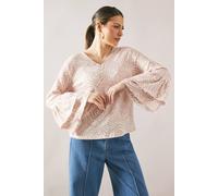 Wallis Zebra Ruffle Sleeve Top In Ivory ivory 16