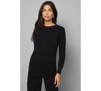 Wallis Zip Back Crew Knitted Top In Black black L