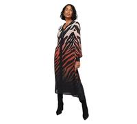 Wallis Zip Front Animal Ombre Chiffon Midi Dress, 14, Black