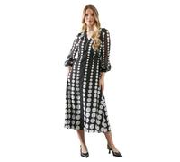 Wallis Zip Front Spot Border Chiffon Midi Dress, 10, Black