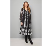 Wallis Women's Zip Front Spot Border Chiffon Midi Dress in Black | Size: 10 Wallis Black 10