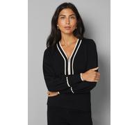 Wallis Women's Zip Front Tipped Knitted Jumper in Black | Size: Small Wallis Black S