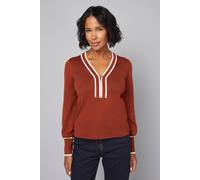 Wallis Women's Zip Front Tipped Knitted Top in Brown | Size: Small Wallis Brown S