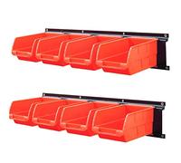 Wallmaster 8-Bin Storage Bins Garage Rack System 2-Tier Orange Tool Organizers Cube Baskets Wall Mount Organizations