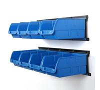 Wallmaster 8-Bin Storage Bins Garage Rack System 2-Tier Orange Tool Organizers Cube Baskets Wall Mount Organizations (Blue)