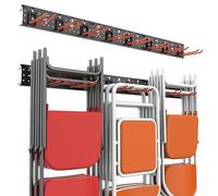 Wallmaster Wall Mount Garage Organizer Tool Storage Rack, Heavy Duty Folding Chair Hangers with 8 Adjustable Hooks, 48-inch Tracks, Max Load 300lbs