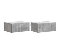 WallMount Bedside Cabinet ConcreteGrey 49x34.5x20cm EngineeredWood 2pc 2dr