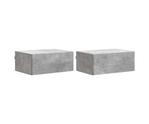 WallMount Bedside Cabinet ConcreteGrey 49x34.5x20cm EngineeredWood 2pc 2dr