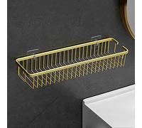 WallMounted Aluminum Bathroom Shelf Floating Storage Organizer Brushed Gold Cosmetic Rack Shower Accessories for Shampoo & Soap Stylish Bathroom Decor