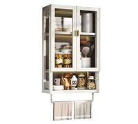 WallMounted Bathroom Cabinet NoDrill Floating Vanity with Towel Holder Makeup Storage Organizer for Bathroom & Living Room Black 30x14.5x70cm