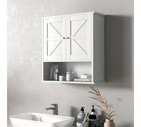 WallMounted Bathroom Cabinet with DoorsSpaceSaving MDF Storage for Medicine Above Toilet White Organizer for Bathroom Living Room & Kitchen