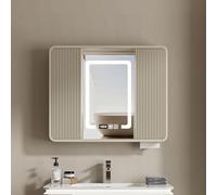 WallMounted Bathroom Cabinet with LED Mirror AntiFog Smart Mirror Storage Organizer for Kitchen & Medicine MultiPurpose Shelf (Champagne 80 * 70cm)