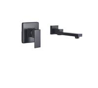 WallMounted Bathroom Faucet Matte Black Sink Tap Single Handle Concea Installation Hot & Cold Water Integrated Waterfall Split Type (Color 5)