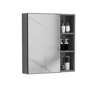 WallMounted Bathroom Medicine Cabinet with Single Door and Shelves Stylish Mirror Storage Solution Grey Finish 55x65x11cm Perfect for SpaceSaving and Organization