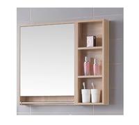 WallMounted Bathroom Mirror Cabinet Solid Wood Storage Cupboard with HighDefinition Mirror MultiLayer Shelving Sturdy Design (Log 60cm/23.6in)