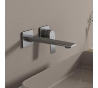 WallMounted Bathroom Sink Faucet Brass Hot & Cold Water Mixer Concealed Single Handle Tap in GrayModern Bathroom Fixture for Stylish Spaces