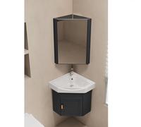 WallMounted Bathroom Sink with Cabinet Compact Corner Vanity for Small Spaces Floating Washbasin Ideal for Guest WC and RV Stylish Mirror Cabinet Included