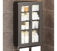 WallMounted Bathroom Storage Cabinet Multifunctional NoDrill Toilet and Sink Organizer Metal Door Wall Cabinets for Bathroom and Kitchen SpaceSaving Design