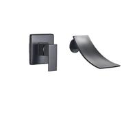 WallMounted Black Matte Bathroom Faucet for Sink Single Handle Hidden Installation Hot & Cold Water Integrated Waterfall Contemporary Style (Color4)