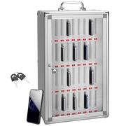WallMounted Cell Phone Locker Cabinet with Handle 60 Slots Aluminum Storage for Office Classroom & GymSecure Mobile Device Organizer with Lock